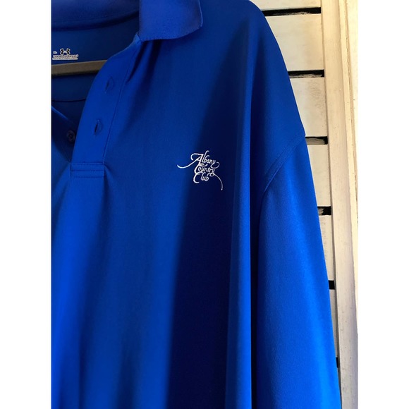 Albany Country Club Adult Men’s polo golf shirt XL blue long sleeve New York - Picture 3 of 10